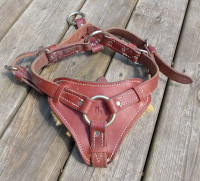 Dog Harness Leather with Sheepskin Lined