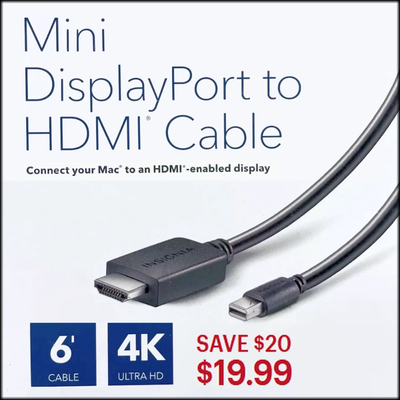 50% off ⭐️ 6 ft. 4K Mini DisplayPort to HDMI Cable, View more