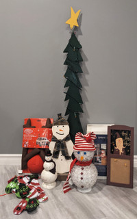 Christmas decorations - wooden/light up snowmen, advent cal $5+