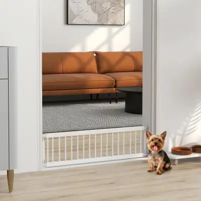 9.8”H, 26"-37"L, Adjustable Pet Gate, White Color, View more