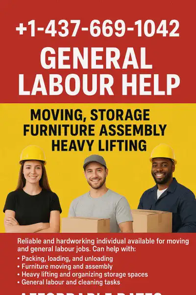 im available ,General Labourer(Helper,Heavy lifting,Cleaning), View more