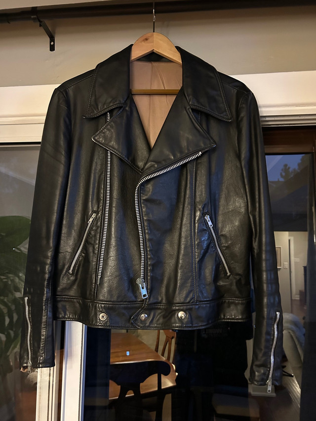 Genuine Black Leather Retro Biker Jacket dans Articles multiples  à Région d’Oakville/Halton - Image 2