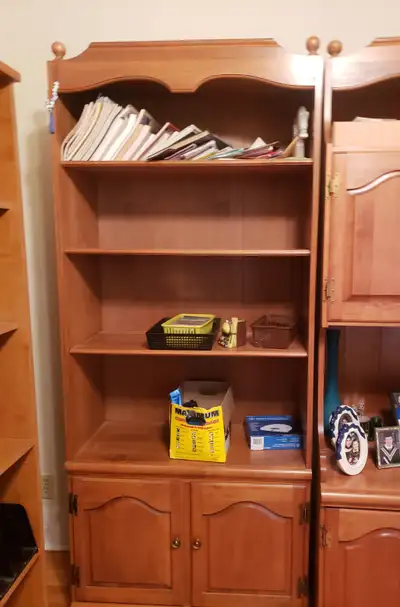 Solid pine bookshelf with doors, View more