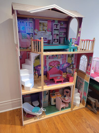 Wooden doll house for 18" dolls, used for American girl