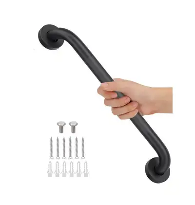NEW-16" Black shower safety grab bar w/ non-slip knurl-Open box, View more