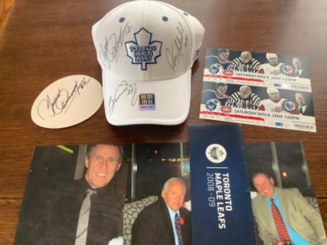 Borje Salming, Yvon Cournoyer, Pete Mahovlich Signed Leafs Cap in Arts & Collectibles in Thunder Bay