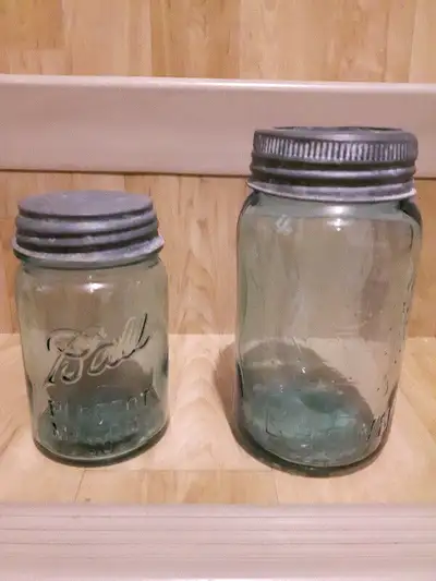 Two (2) Blue Vintage Canning Jars 1910-1933, View more