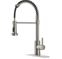 Spring Kitchen Sink Faucet with Pull Out Sprayer, with Deck Plat