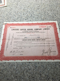 Mining stock - Lingside Copper Mining company 1956
