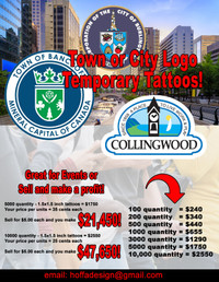 2024 Custom Temp Tattoos for Company Branding & Fundraising