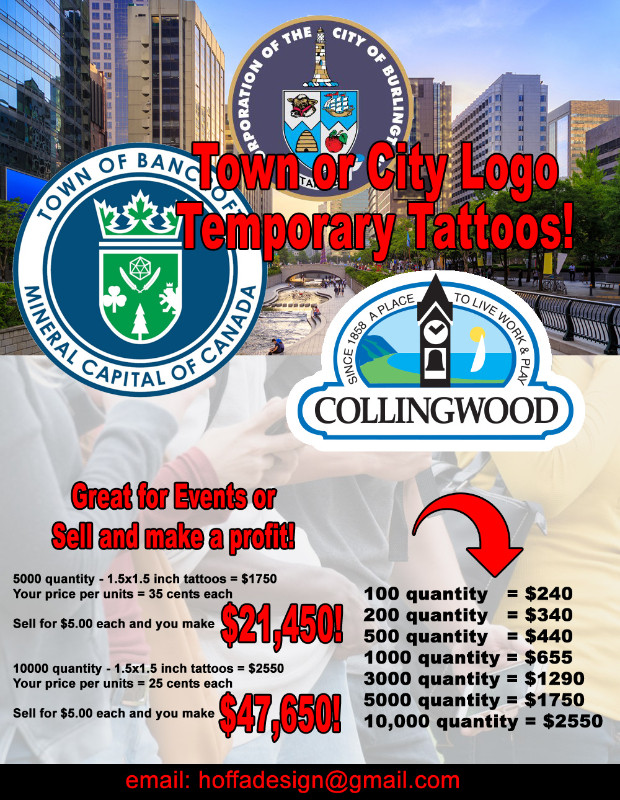 2024 Custom Temp Tattoos for Company Branding & Fundraising dans Autre  à Prince George