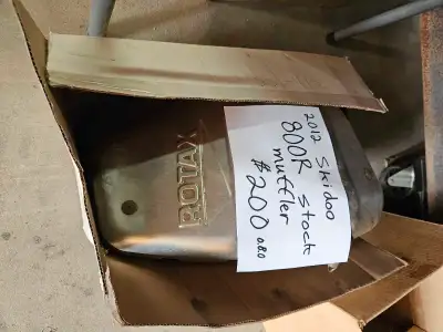I removed this stock muffler off my 2012 Skidoo MXZ E-tec 800R when it was brand new. Muffler is in...