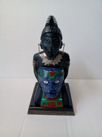 Vintage Taxco/Mexico Aztec Onyx and 925 Silver Statue 