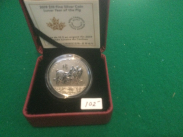 Canada 2019 Year of the pig $10 silver coin .9999 in Arts & Collectibles in Chatham-Kent