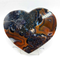 Agate Crystal Heart Carving with Plastic Stand