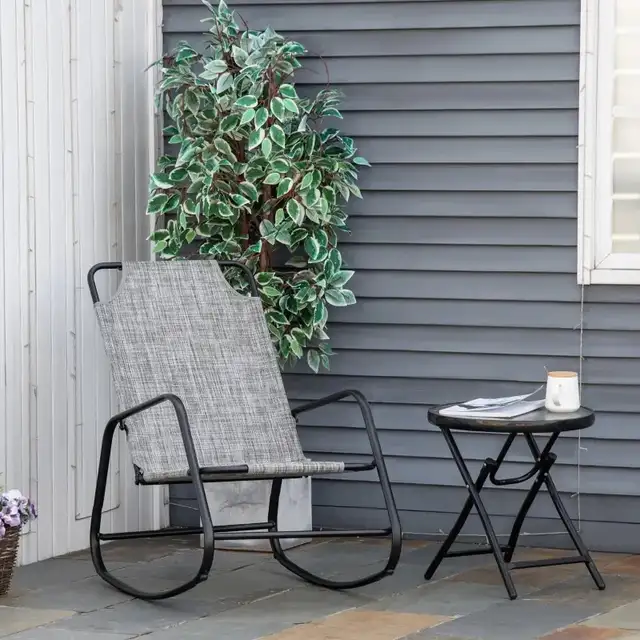Garden Rocking Chair, Outdoor Indoor Texteline Rocker for Patio, in Patio & Garden Furniture in Markham / York Region - Image 3