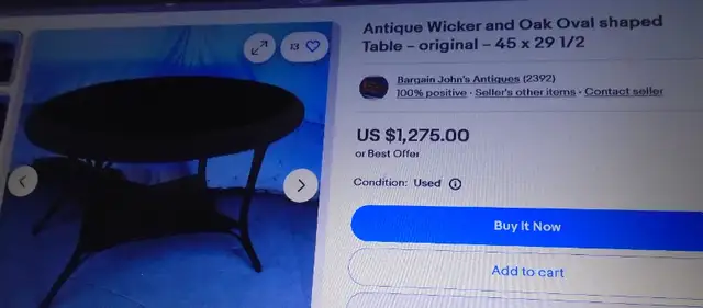 Beautiful Antique wicker table shabby decor A DEAL! compare USD63234603648897122