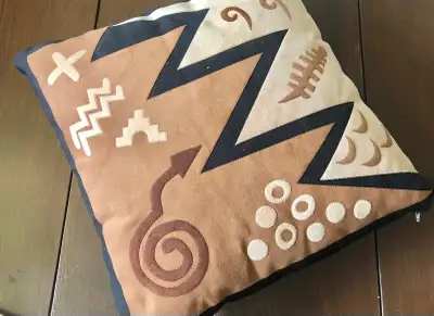 Gorgeous Southwestern Faux Suede Tan Black Cotton Decor Pillow, View more