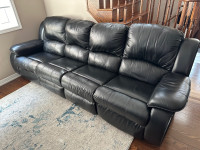 9 foot reclining black faux leather sofa 