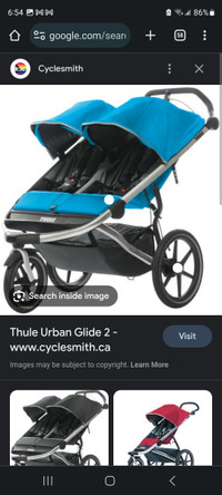 Thule Urban Glide 2 Double Jogging Stroller in Thule Blue! 