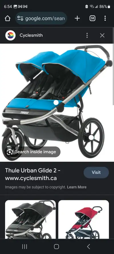 Thule Urban Glide 2 Double Jogging Stroller in Thule Blue!, View more