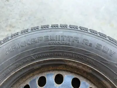 I'm selling 4 used Nokian Hakkapeliitta R2 SUV winter tire, size 235/65R17, on steel rims with 5 by...