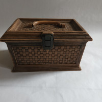 Vintage Lerner Basket weave Sewing Storage Box