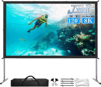 Projector Screen with Stand, Upgraded 3 Layers 120 inch 4K HD