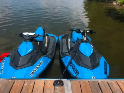 Two Seadoo Sparks with trailers,cover, vts,ibr. 1-Trixx with raised handle bars and Foot pads-172 ho...