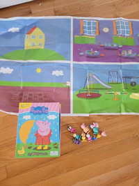 Peppa pig storybook, play mat and figurines