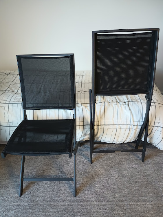 2 BLACK PATIO CHAIRS in Patio & Garden Furniture in Penticton
