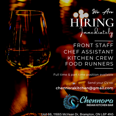 Urgent Hiring: Chef / Kitchen Assistant/ Servers / Food Runners, View more