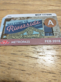 2018 TTC Metropass Commemorating Riverside Community