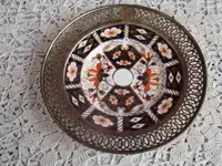 Royal Crown Derby Porcelain Plate with Sterling Silver Lattice