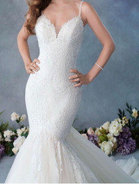Designer Wedding Bridal Gown Mermaid Strap Low Back SMALL-MEDIUM