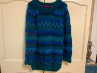 PULLOVER, KNIT by HAND, wool retro, SZ Large ladies