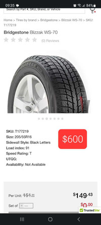 4x Bridgestone Blizzak WS70 winter tires on rims for sale!