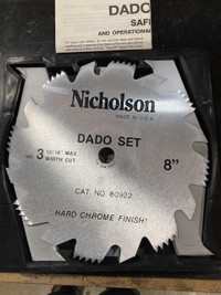 Brand New Nicholson 8" Dado Blade Set