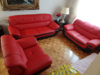NEW: 3 Red leather couches ONLY USED FOR STAGING - $1200/all