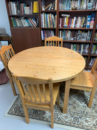 Solid Pine Dining Table with 4 Chairs