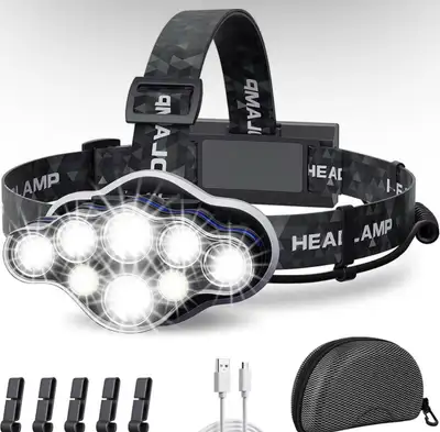 Rechargeable 8‑LED Headlamp 18000LM 8 Modes Waterproof Outdoor, View more