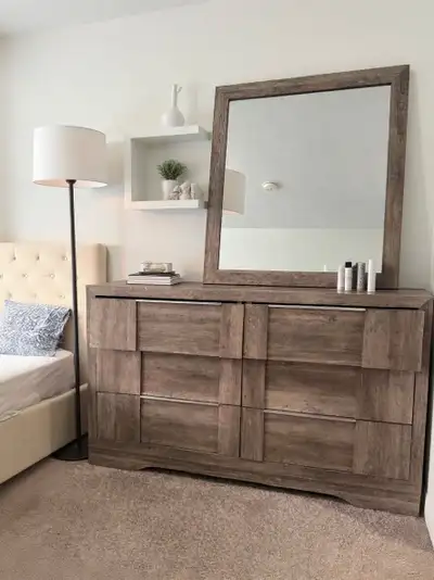 6-Drawer Dresser & Mirror Set – Rustic Grey Finish, View more