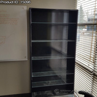 Black 84 x 42 Book Case with 5 Adjustable Glass Shelves