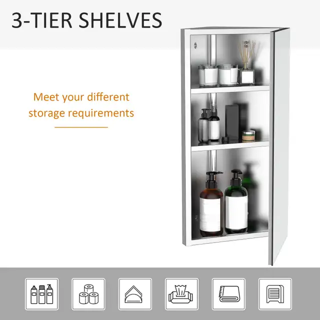 HOMCOM Wall Mounted Bathroom Corner Mirror Storage Cabinet  in Hutches & Display Cabinets in Markham / York Region - Image 5