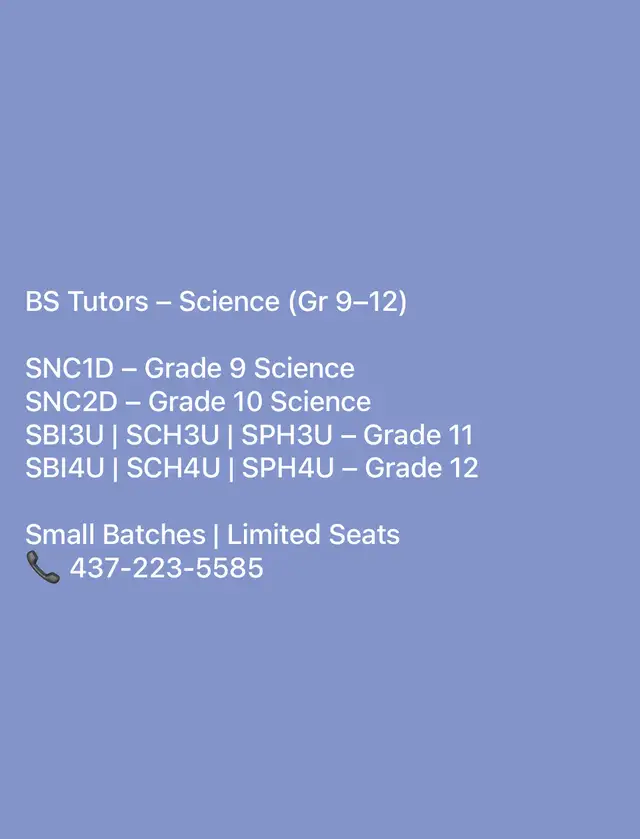 Grade 6–12 Science Tutor -417524190817832960