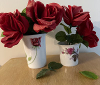 VINTAGE ROSE PATERN  SMALL  PORCELAIN VASES