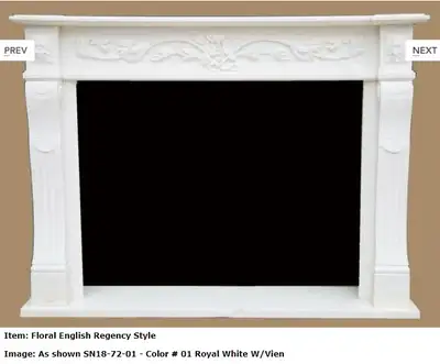 CLOSING SALE: Hand Carved Marble Fireplace Mantel, View more