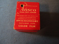 VINTAGE EMPTY ANSCOCHROME COLOR FILM BOX-1950'S-PHOTOGRAPHY-RARE