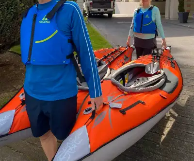 Set of 2 Advanced Element Frame Canoe. Used only 3 times. Complete set includes carrying bag, additi...