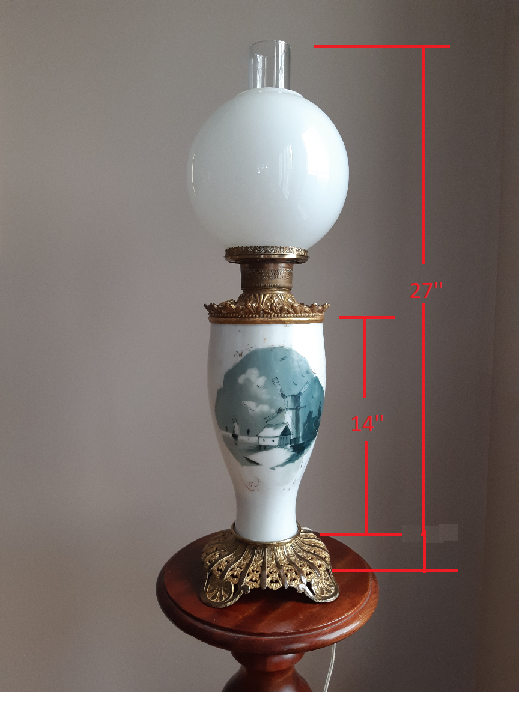 Unique Vintage Milk Glass Hurricane LAMP:  With Dutch scene in Arts & Collectibles in Ottawa - Image 7